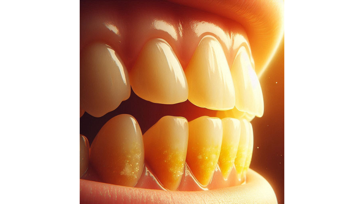 Plaque on teeth near gums